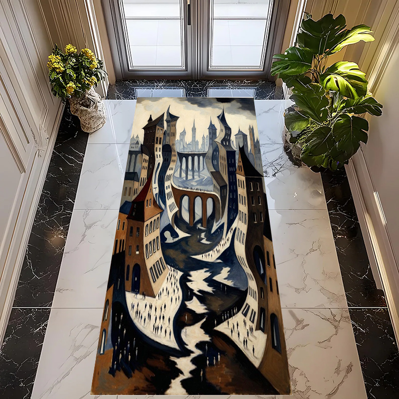 Commercial Printing House - Twisted House Runner Rug Abstract Art