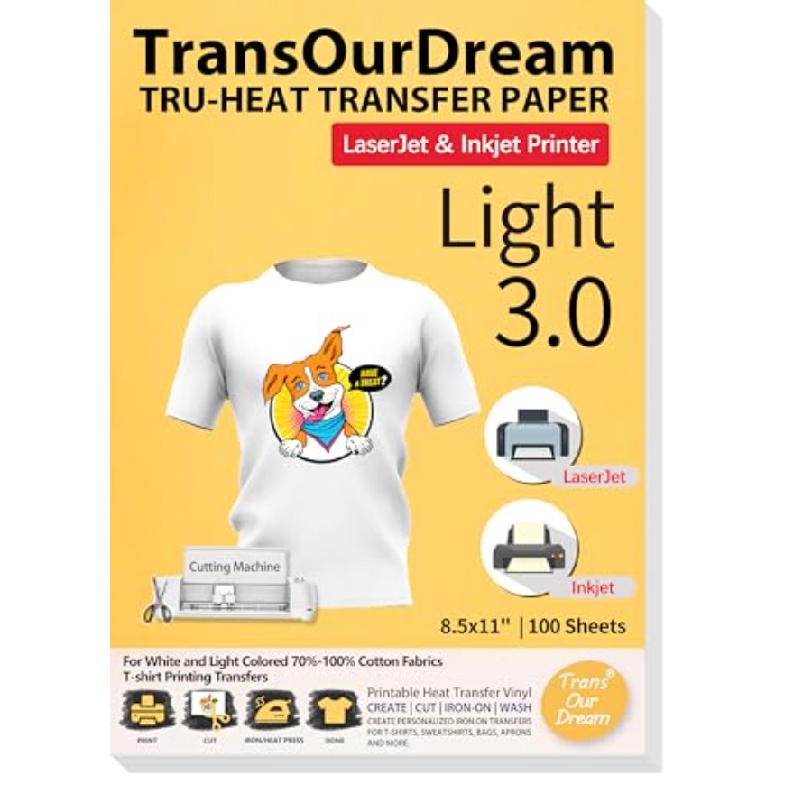 Printable Heat Transfer Vinyl - Tru-Heat Transfer Paper for Inkjet and
